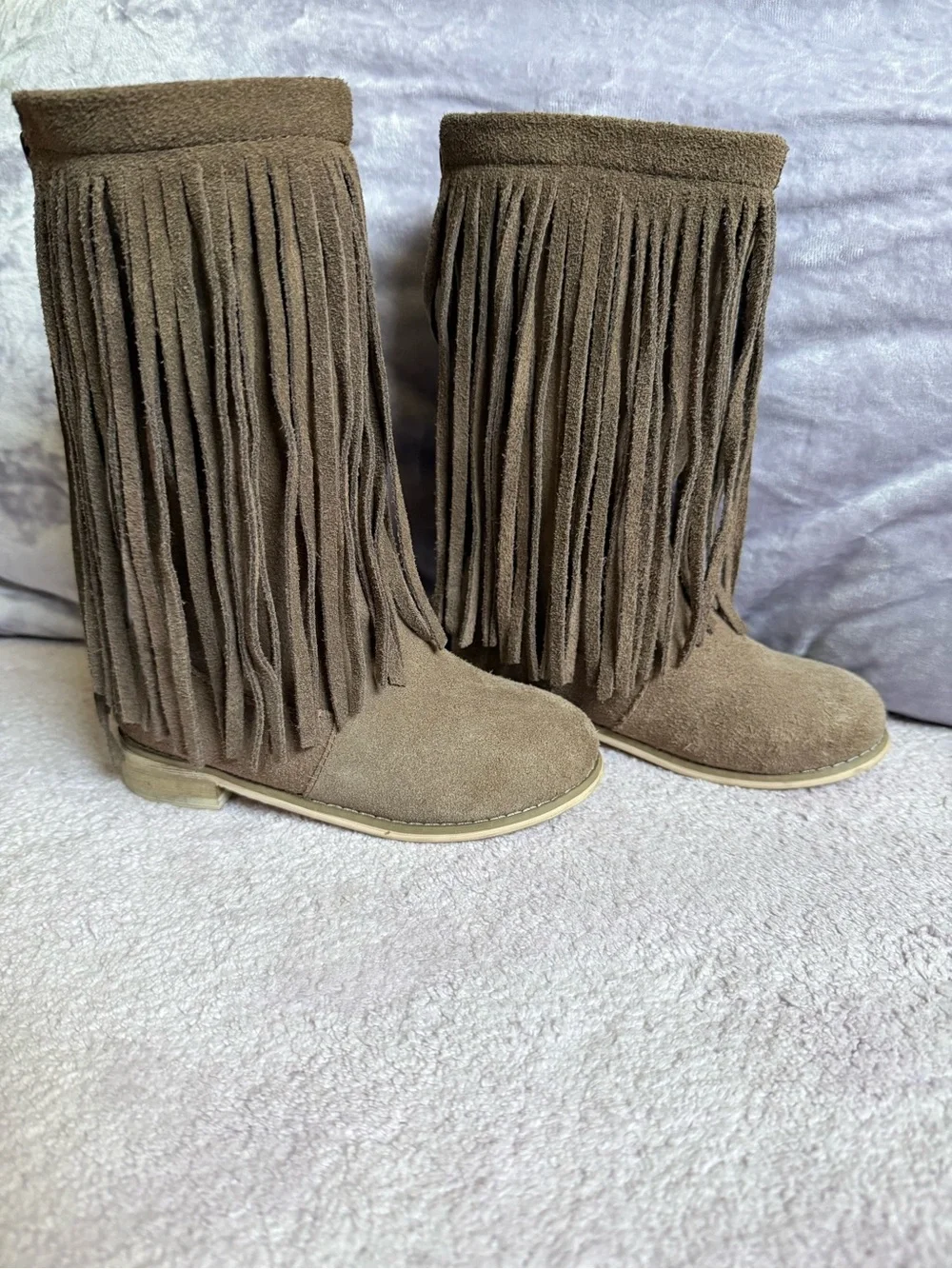 Joyfolie Kids Brown Suede Fringe Boots